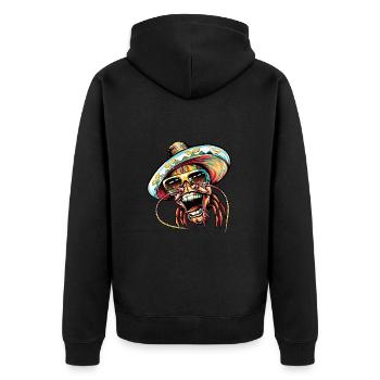 Hummer Krebs Lustig Sombrero - Unisex Premium Bio Zip Hoodie - Schwarz - Hinten - Nico (187cm)