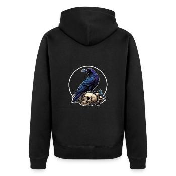 Big Raven Sitting on Sculls - Unisex Premium Organic Zip Hoodie - black - Back - Nico (187cm)