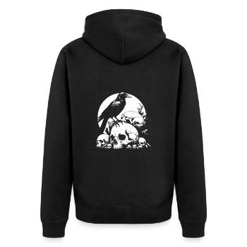 Big mystical raven sitting on sculls - Unisex Premium Organic Zip Hoodie - black - Back - Nico (187cm)