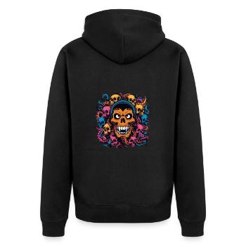 Decorative Large Skull with Small Skulls - Unisex Premium Organic Zip Hoodie - black - Back - Nico (187cm)
