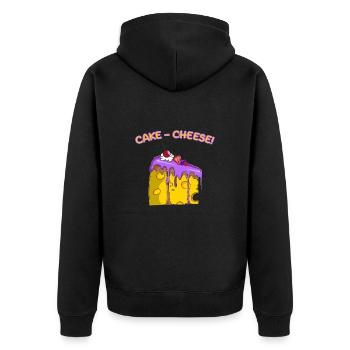 Cheese Lovers Funny Cute Cake Design for Foodies - Unisex Premium Organic Zip Hoodie - black - Back - Nico (187cm)
