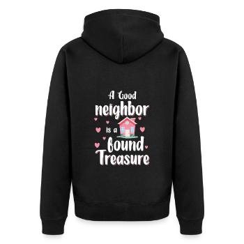 Nachbar Haus Gebäude Alkohol - Unisex Premium Bio Zip Hoodie - Schwarz - Hinten - Nico (187cm)