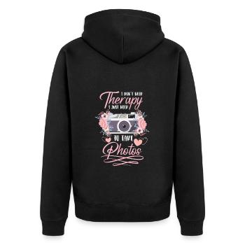 Kamera Fotografin Fantasie Fotoshooting - Unisex Premium Bio Zip Hoodie - Schwarz - Hinten - Nico (187cm)