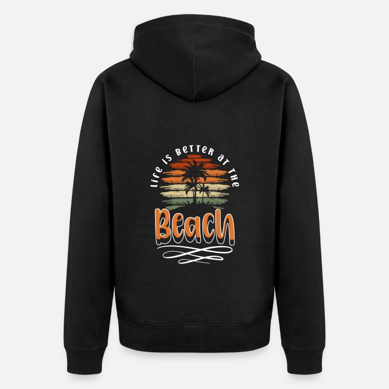 Plage Soleil Surf Sable - Veste à capuche bio Premium Unisexe - noir