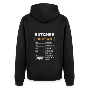 Travaux de grillades de boucherie - Veste à capuche bio Premium Unisexe - noir - Dos - Nico (187cm)