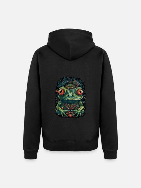 Trippy Frog - Psychedelic Motif - Unisex Premium Organic Zip Hoodie - black