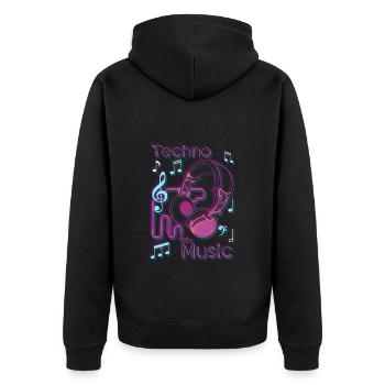 House Techno Musik Musik Abfeiern - Unisex Premium Bio Zip Hoodie - Schwarz - Hinten - Nico (187cm)