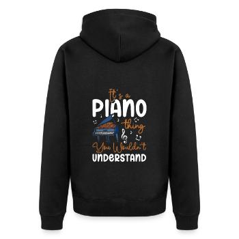 Klavier Kunst Musikinstrument Notenschlüssel - Unisex Premium Bio Zip Hoodie - Schwarz - Hinten - Nico (187cm)