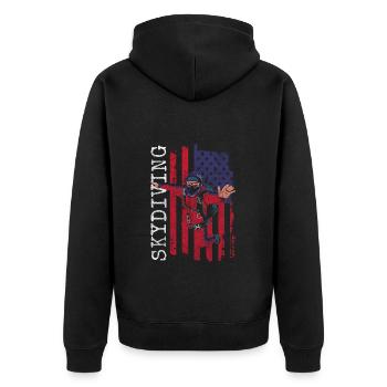 Skydiving Jumping Sport Base Jumping - Unisex Premium Organic Zip Hoodie - black - Back - Nico (187cm)