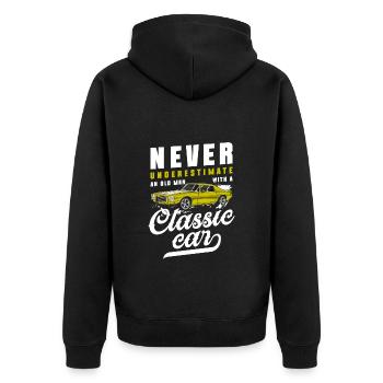 Auto Musclecar Old School Alt - Unisex Premium Bio Zip Hoodie - Schwarz - Hinten - Nico (187cm)