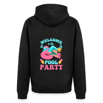 Swmming Pool Partymonster Erholung Gartenparty - Unisex Premium Bio Zip Hoodie - Schwarz - Hinten - Nico (187cm)