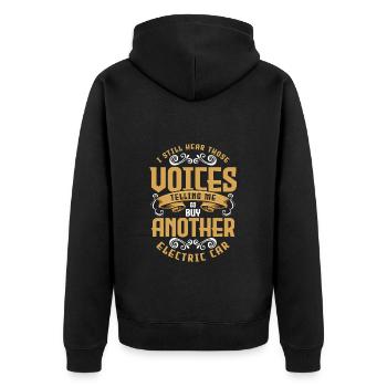 E-Auto Tesla Save the Planet Klimaschutz - Unisex Premium Bio Zip Hoodie - Schwarz - Hinten - Nico (187cm)