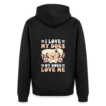 Hundebesitzer Pfote Herrchen Tierfreund - Unisex Premium Bio Zip Hoodie - Schwarz - Hinten - Nico (187cm)