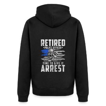 Polizistin Stop Tatort Sirene - Unisex Premium Bio Zip Hoodie - Schwarz - Hinten - Nico (187cm)