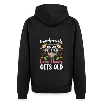 Großeltern Familie Verwöhnen - Unisex Premium Bio Zip Hoodie - Schwarz - Hinten - Nico (187cm)