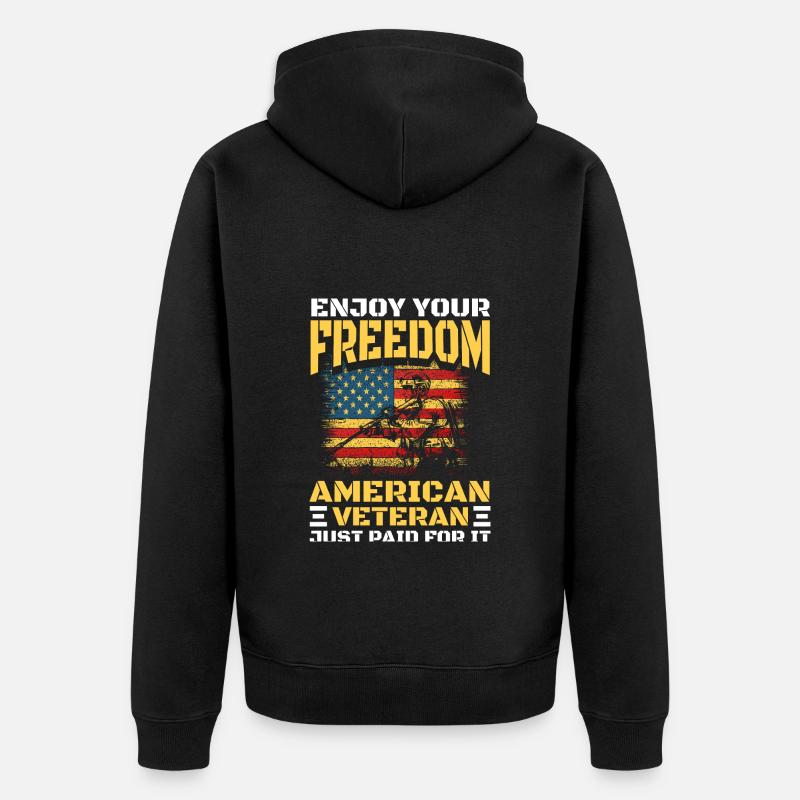 Drapeau des États-Unis Touriste militaire - Veste à capuche bio Premium Unisexe - noir