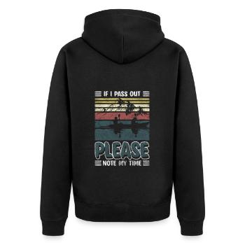 Rudergerät Ruder Wasser Kraft - Unisex Premium Bio Zip Hoodie - Schwarz - Hinten - Nico (187cm)