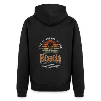 Strand Meer Brise Ferien - Unisex Premium Bio Zip Hoodie - Schwarz - Hinten - Nico (187cm)