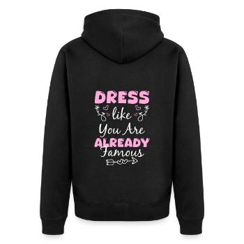 Mode Style Kleidung - Unisex Premium Bio Zip Hoodie - Schwarz - Hinten - Nico (187cm)