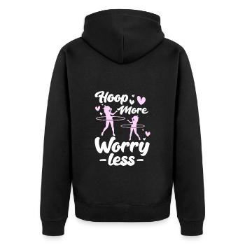 Hulahoop Hoop Workout Fit - Unisex Premium Bio Zip Hoodie - Schwarz - Hinten - Nico (187cm)