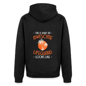 Rettungsschwimmer Freibad Schwimmlehrer - Unisex Premium Bio Zip Hoodie - Schwarz - Hinten - Nico (187cm)