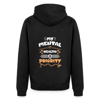 Spa Relaxen Urlaub Pilates - Unisex Premium Bio Zip Hoodie - Schwarz - Hinten - Nico (187cm)