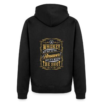 Schnaps Flasche Lifestyle Feier - Unisex Premium Bio Zip Hoodie - Schwarz - Hinten - Nico (187cm)