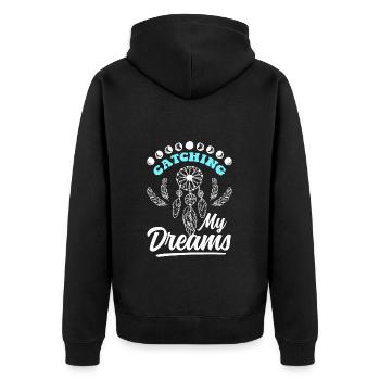 Dreaming Feathers Wishing Esotericism - Unisex Premium Organic Zip Hoodie - black - Back - Nico (187cm)