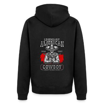 Wild West USA Cowboy Boots - Unisex Premium Organic Zip Hoodie - black - Back - Nico (187cm)