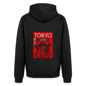 Asien Urlaub Japanisch - Unisex Premium Bio Zip Hoodie - Schwarz - Hinten - Nico (187cm)