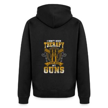 Gun Club Sport Shooter Ammunition Shooting King - Unisex Premium Organic Zip Hoodie - black - Back - Nico (187cm)