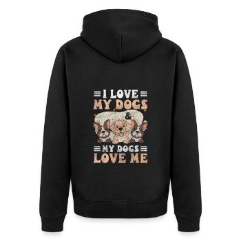 Hund Vierbeiner Tier Hundeerziehung - Unisex Premium Bio Zip Hoodie - Schwarz - Hinten - Nico (187cm)