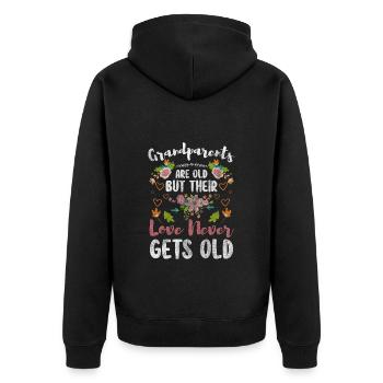 Großeltern Großfamilie Baby - Unisex Premium Bio Zip Hoodie - Schwarz - Hinten - Nico (187cm)