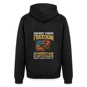 United States Patriot Eagle Soldier - Unisex Premium Organic Zip Hoodie - black - Back - Nico (187cm)