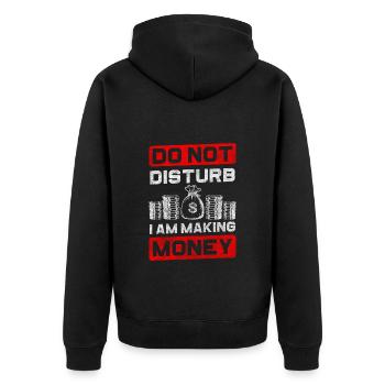 Geld Leben Euro Investor - Unisex Premium Bio Zip Hoodie - Schwarz - Hinten - Nico (187cm)