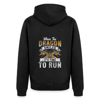 Drachen Mythologie Buch Tribal - Unisex Premium Bio Zip Hoodie - Schwarz - Hinten - Nico (187cm)