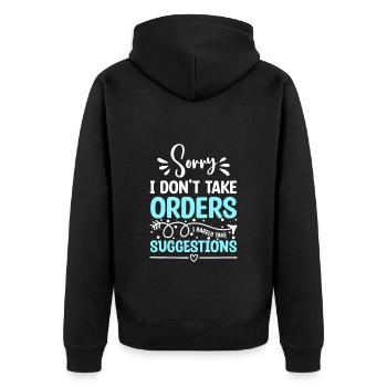 Bedienung Gastronomie Cocktail - Unisex Premium Bio Zip Hoodie - Schwarz - Hinten - Nico (187cm)