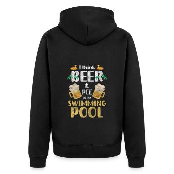 Schwimmen Wassersport Kraft Schwimmsport - Unisex Premium Bio Zip Hoodie - Schwarz - Hinten - Nico (187cm)
