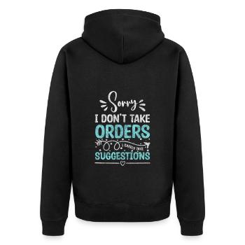 Kellnerin Fachkraft Trinkgeld Bedienung - Unisex Premium Bio Zip Hoodie - Schwarz - Hinten - Nico (187cm)