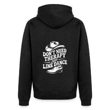 Line Dance ist meine Therapie - Unisex Premium Bio Zip Hoodie - Schwarz - Hinten - Nico (187cm)