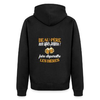 Beau-père t-shirt bière humoristique homme - Veste à capuche bio Premium Unisexe - noir - Dos - Nico (187cm)