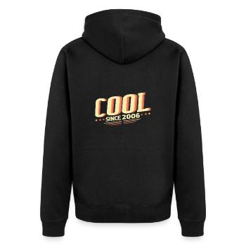 Cool seit 2006 - Unisex Premium Bio Zip Hoodie - Schwarz - Hinten - Nico (187cm)