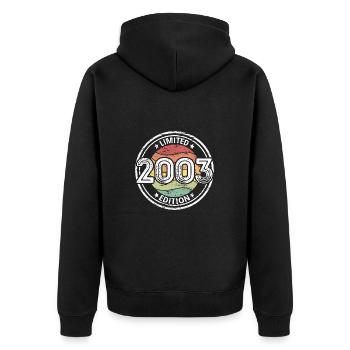 Born 2003 20th birthday - Unisex Premium Organic Zip Hoodie - black - Back - Nico (187cm)