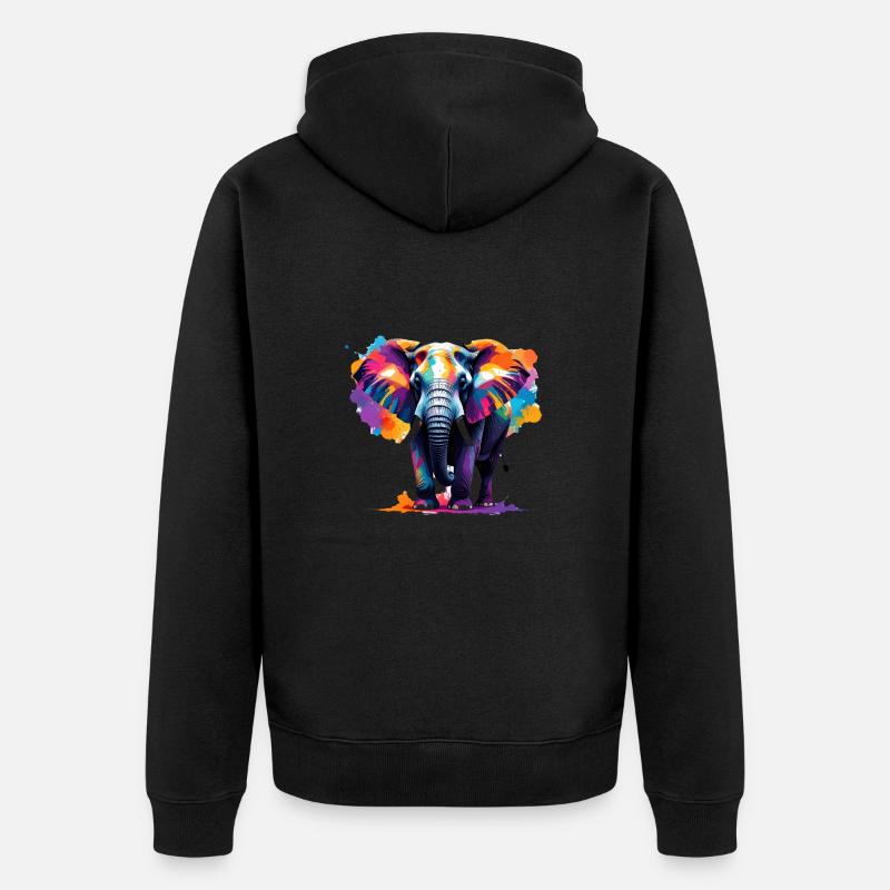 Elefant,Graffiti, bunt, Malerei - Unisex Premium Bio Zip Hoodie - Schwarz