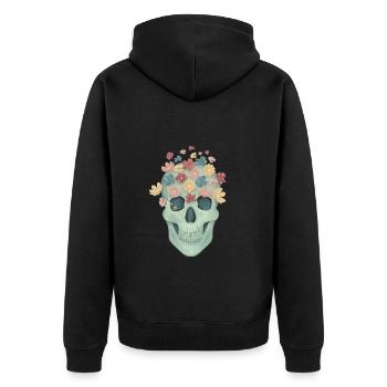 Floral skull - Unisex Premium Organic Zip Hoodie - black - Back - Nico (187cm)