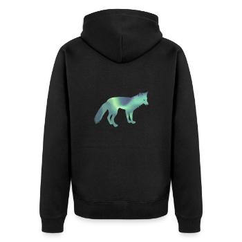 Island Polarfuchs Blaufuchs Iceland Polarlicht - Unisex Premium Bio Zip Hoodie - Schwarz - Hinten - Nico (187cm)