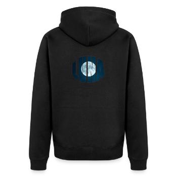 luna - Unisex Premium Bio Zip Hoodie - Schwarz - Hinten - Nico (187cm)