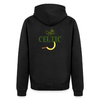 lettrage celtique avec gui et faucilles - Veste à capuche bio Premium Unisexe - noir - Dos - Nico (187cm)