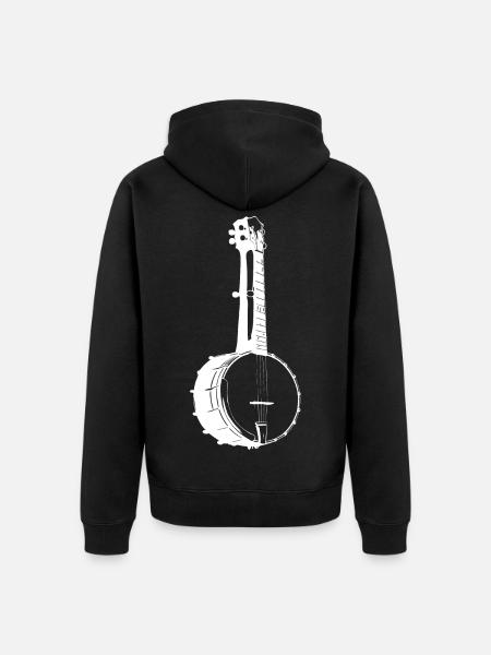 Banjo Sketch - Unisex Premium Organic Zip Hoodie - black