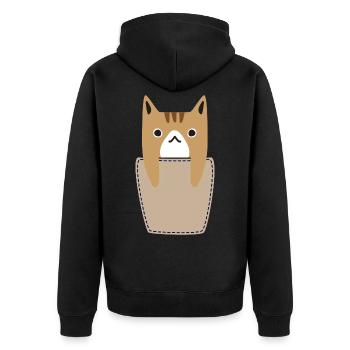Poche poitrine avec chat - Veste à capuche bio Premium Unisexe - noir - Dos - Nico (187cm)